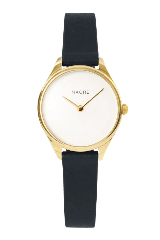 Mini Lune - Gold - Navy Leather sold by Nacre Watches