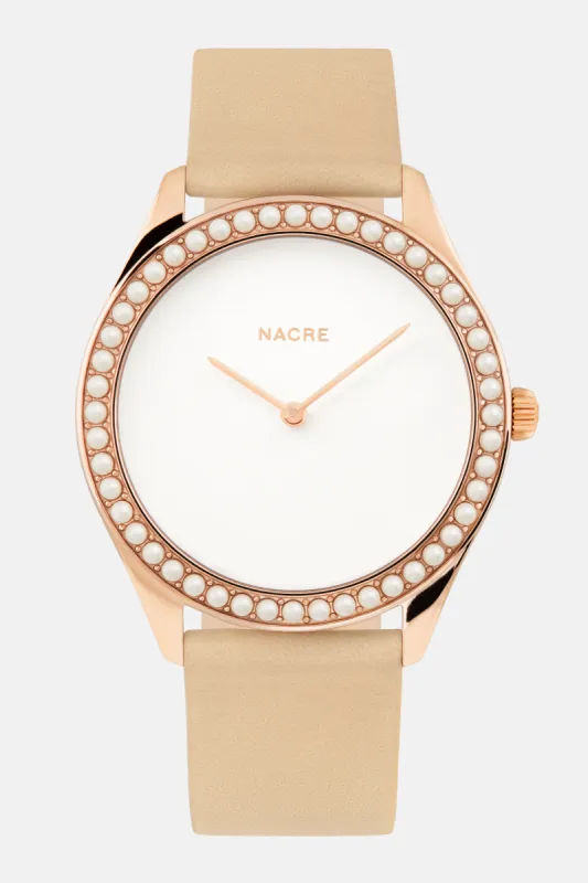 Lune 48 - Rose Gold - Sand Leather sold by Nacre Watches