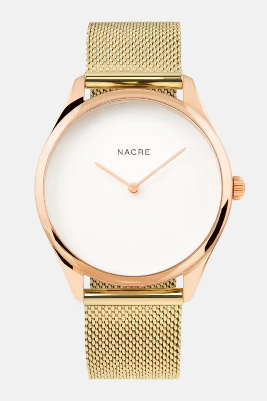 Lune - Rose Gold - Gold Mesh sold by Nacre Watches