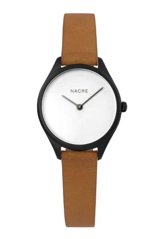 Mini Lune - Matte Black - Saddle Leather sold by Nacre Watches