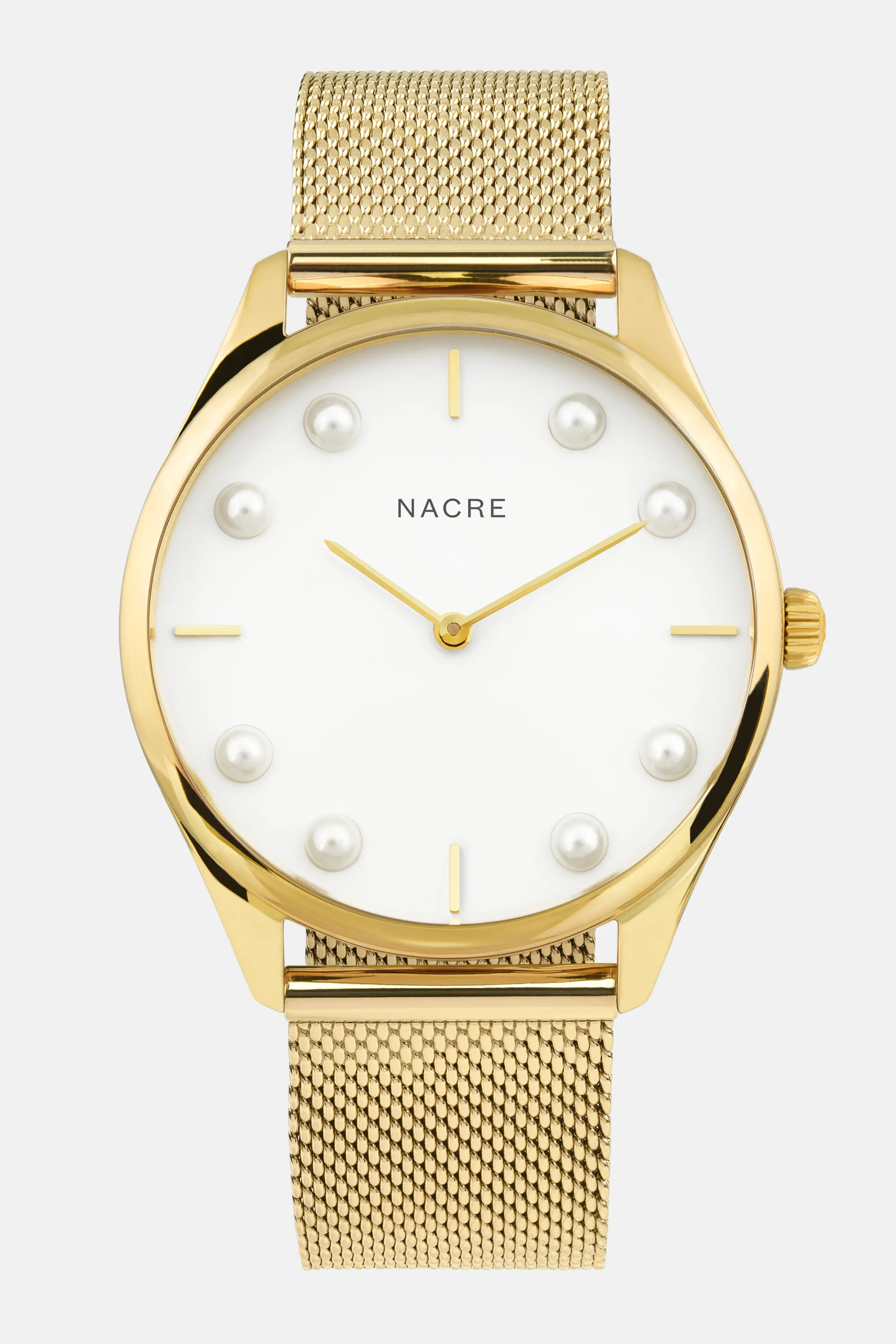 Lune 8 - Gold and White - Gold Mesh sold by Nacre Watches