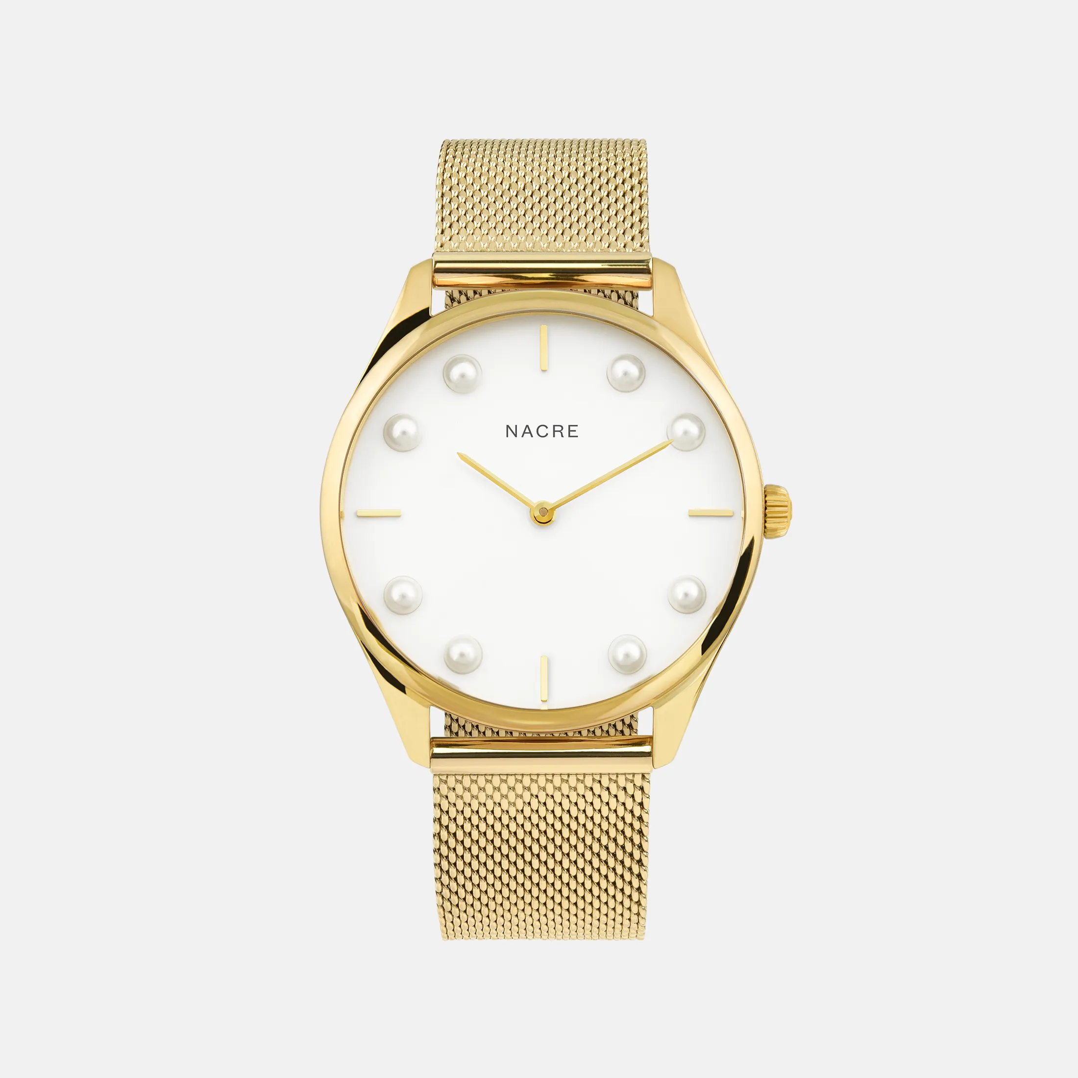 Lune 8 - Gold and White - Gold Mesh sold by Nacre Watches product image thumbnail 2