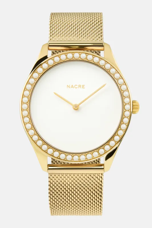 Lune 48 - Gold - Gold Mesh sold by Nacre Watches
