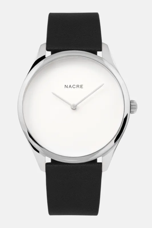 Lune - Stainless Steel - Black Leather sold by Nacre Watches