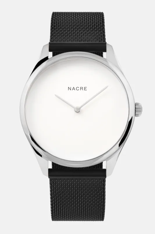 Lune - Stainless Steel - Matte Black Mesh sold by Nacre Watches