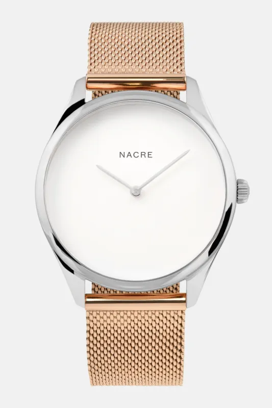 Lune - Stainless Steel - Rose Gold Mesh sold by Nacre Watches