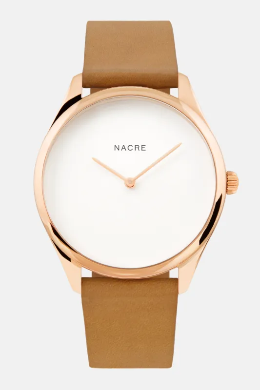 Lune - Rose Gold - Natural Leather sold by Nacre Watches