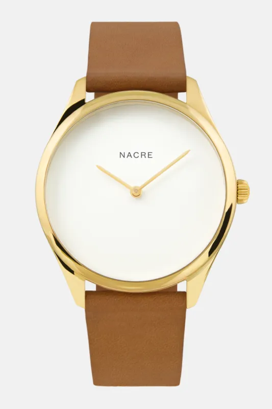 Lune - Gold - Saddle Leather sold by Nacre Watches