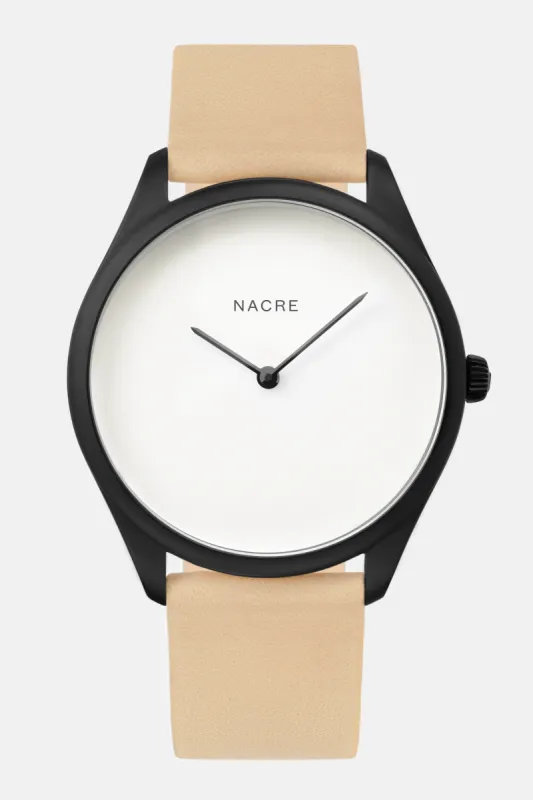 Lune - Matte Black - Sand Leather sold by Nacre Watches