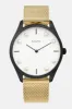 Lune 8 - Matte Black and White - Gold Mesh sold by Nacre Watches