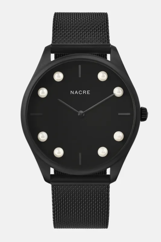Lune 8 - Matte Black - Matte Black Mesh sold by Nacre Watches