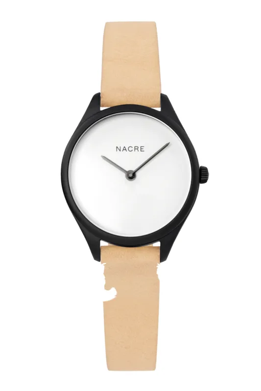 Mini Lune - Matte Black - Sand Leather sold by Nacre Watches