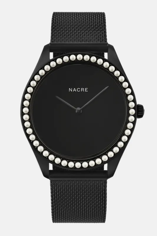 Lune 48 - Matte Black - Matte Black Mesh sold by Nacre Watches