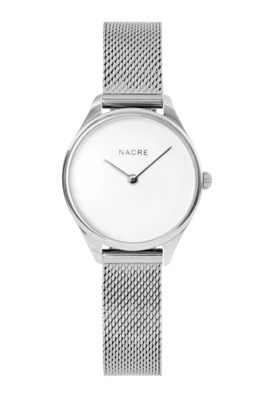 Mini Lune - Stainless Steel - Stainless Steel Mesh sold by Nacre Watches