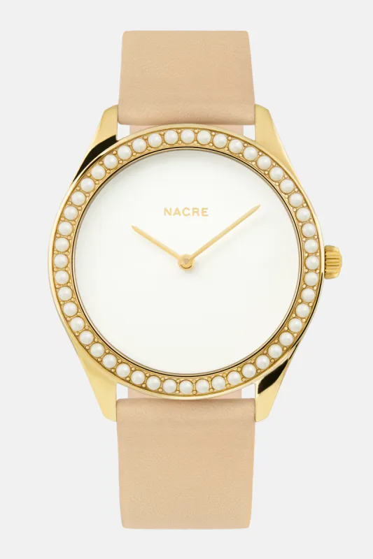 Lune 48 - Gold - Sand Leather sold by Nacre Watches
