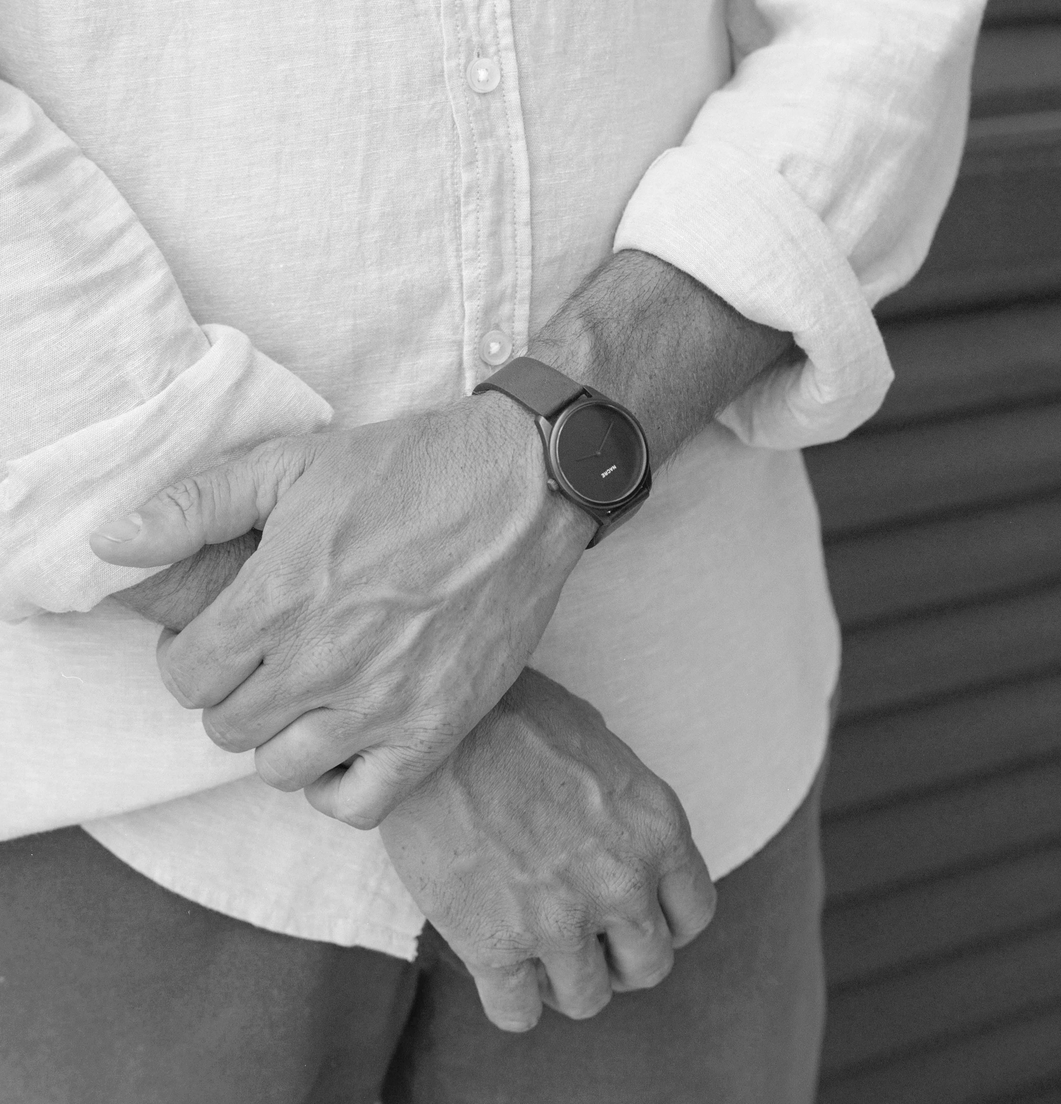 Lune Eclipse - Matte Black - Navy Leather sold by Nacre Watches product image thumbnail 5