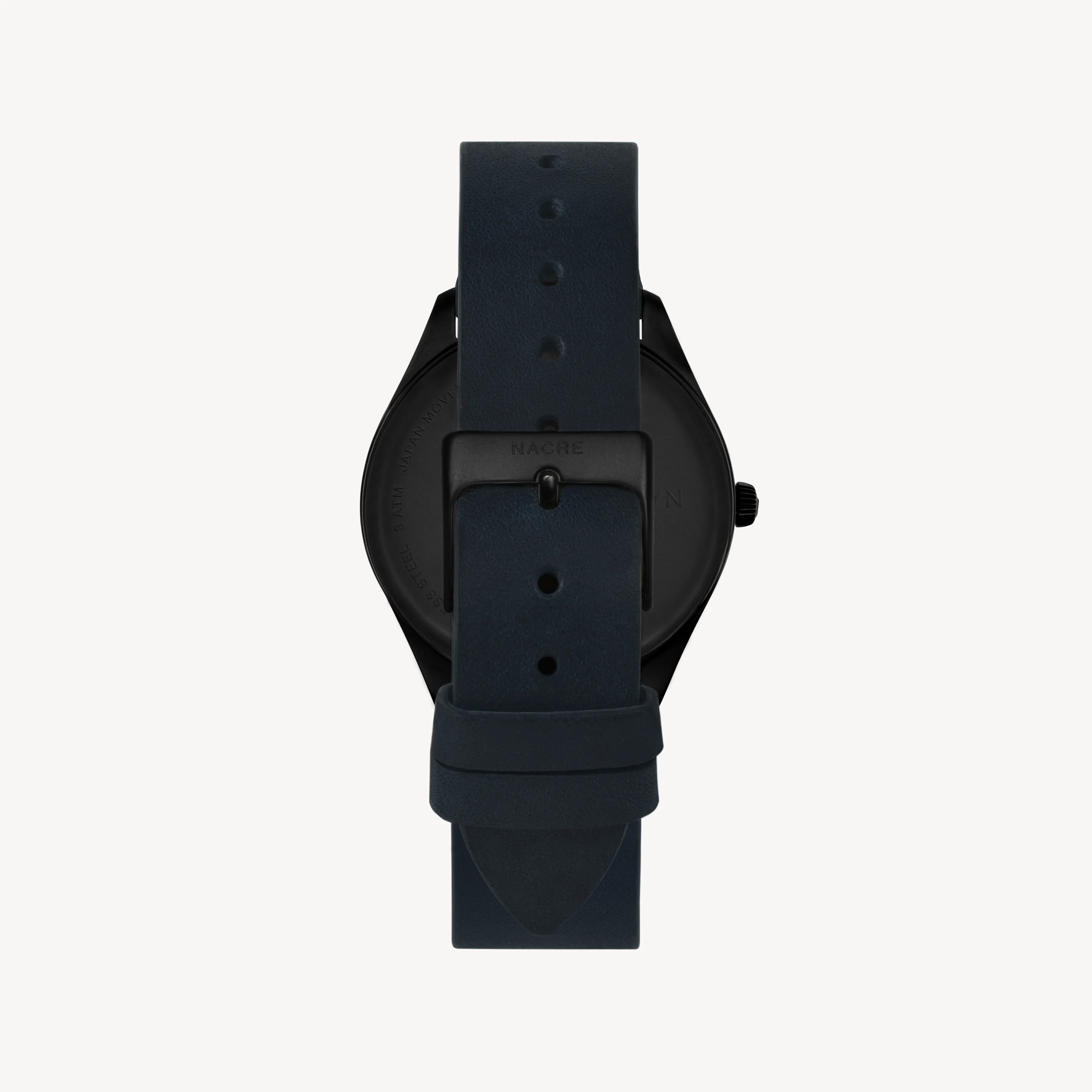 Lune Eclipse - Matte Black - Navy Leather sold by Nacre Watches product image thumbnail 4