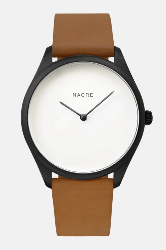Lune - Matte Black - Saddle Leather sold by Nacre Watches