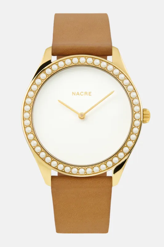 Lune 48 - Gold - Natural Leather sold by Nacre Watches