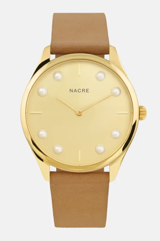 Lune 8 - Gold - Natural Leather sold by Nacre Watches