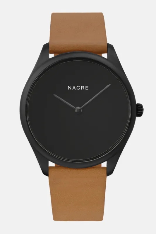 Lune Eclipse - Matte Black - Natural Leather sold by Nacre Watches