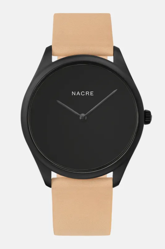 Lune Eclipse - Matte Black - Sand Leather sold by Nacre Watches
