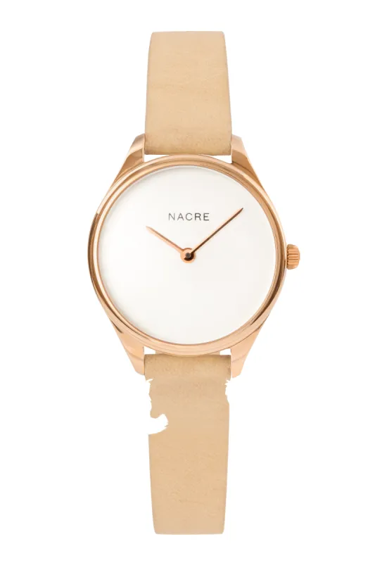 Mini Lune - Rose Gold - Sand Leather sold by Nacre Watches