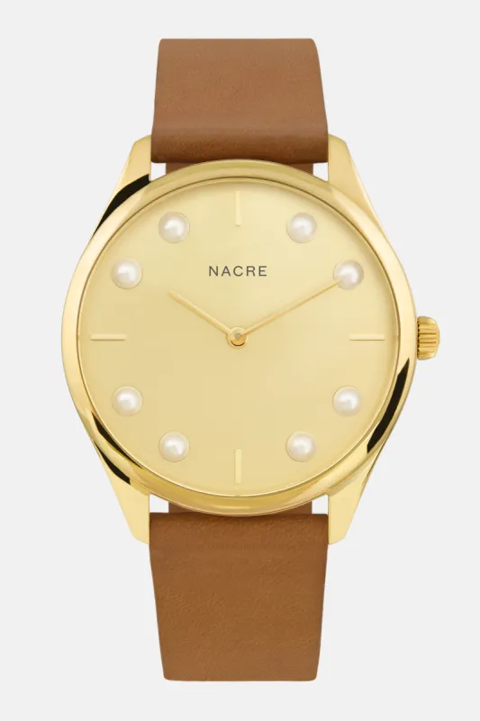 Lune 8 - Gold - Saddle Leather sold by Nacre Watches