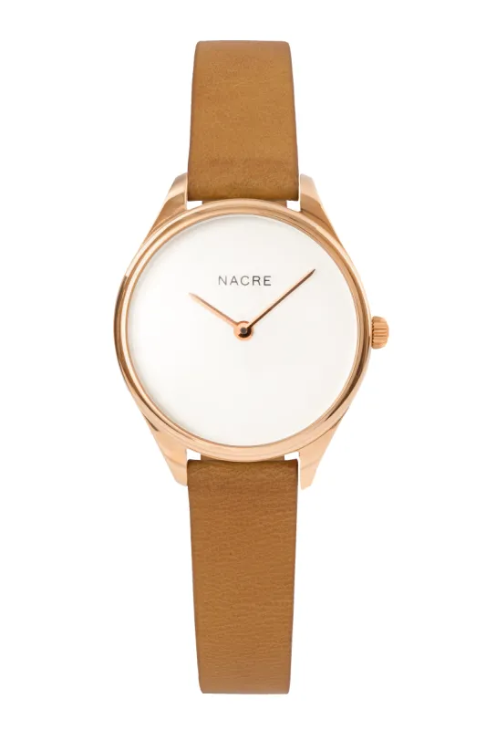 Mini Lune - Rose Gold - Natural Leather sold by Nacre Watches