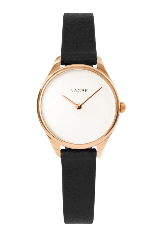 Mini Lune - Rose Gold - Black Leather sold by Nacre Watches