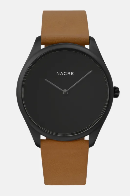 Lune Eclipse - Matte Black - Saddle Leather sold by Nacre Watches