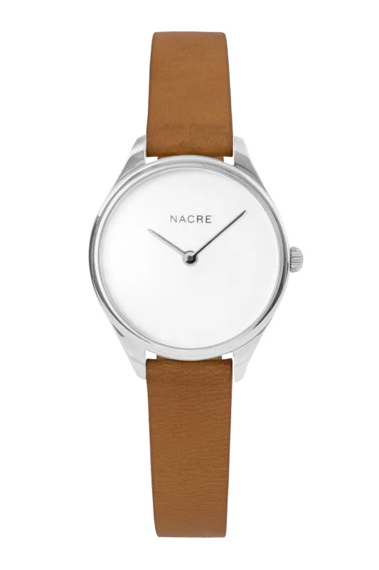 Mini Lune - Stainless Steel - Saddle Leather sold by Nacre Watches