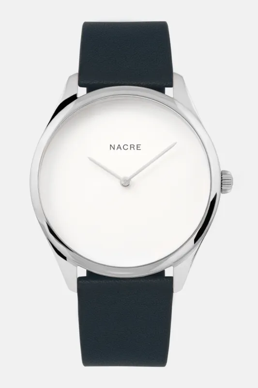 Lune - Stainless Steel - Navy Leather sold by Nacre Watches