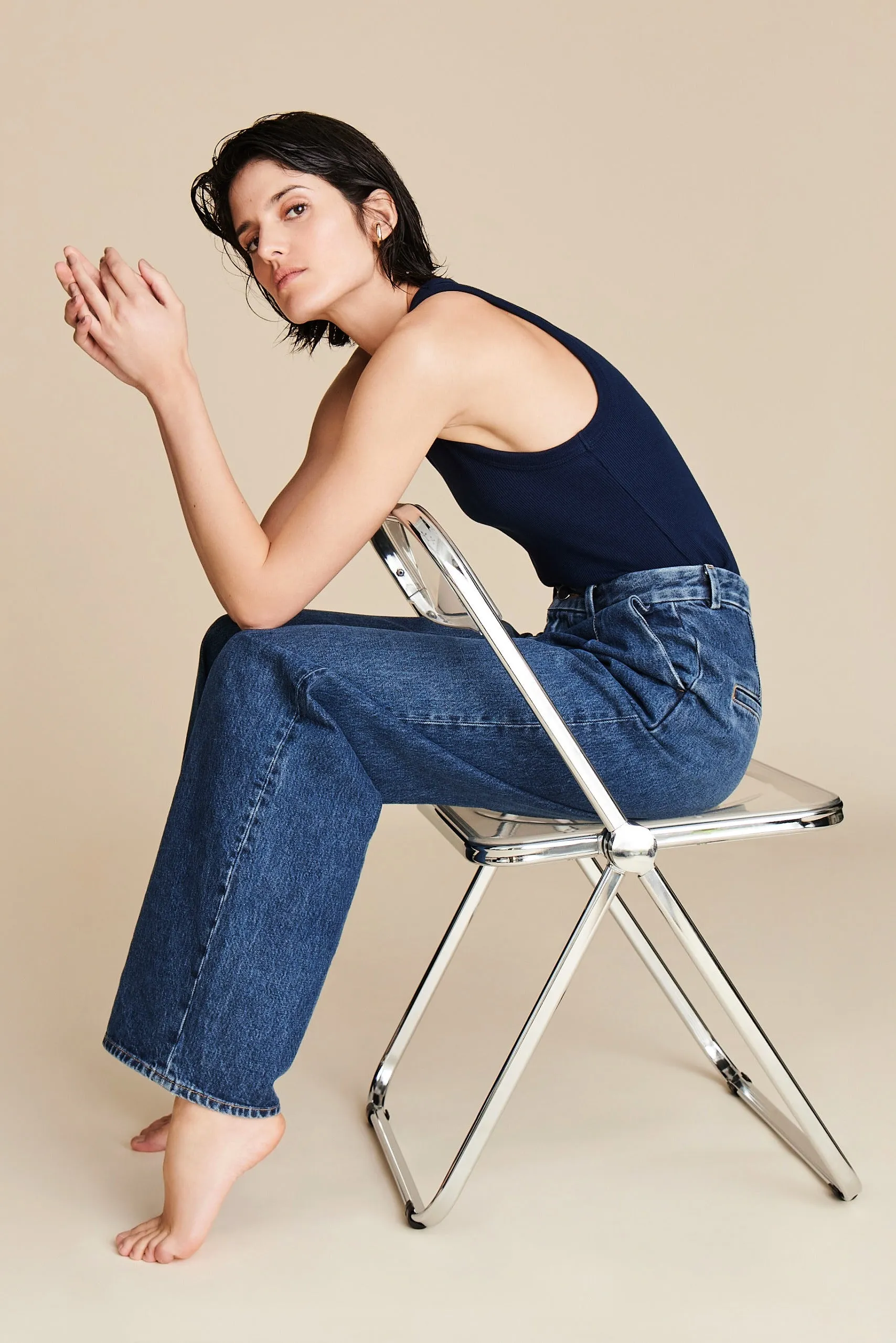 The Not So Basic Tank in Navy sold by Sold Out NYC product image thumbnail 5