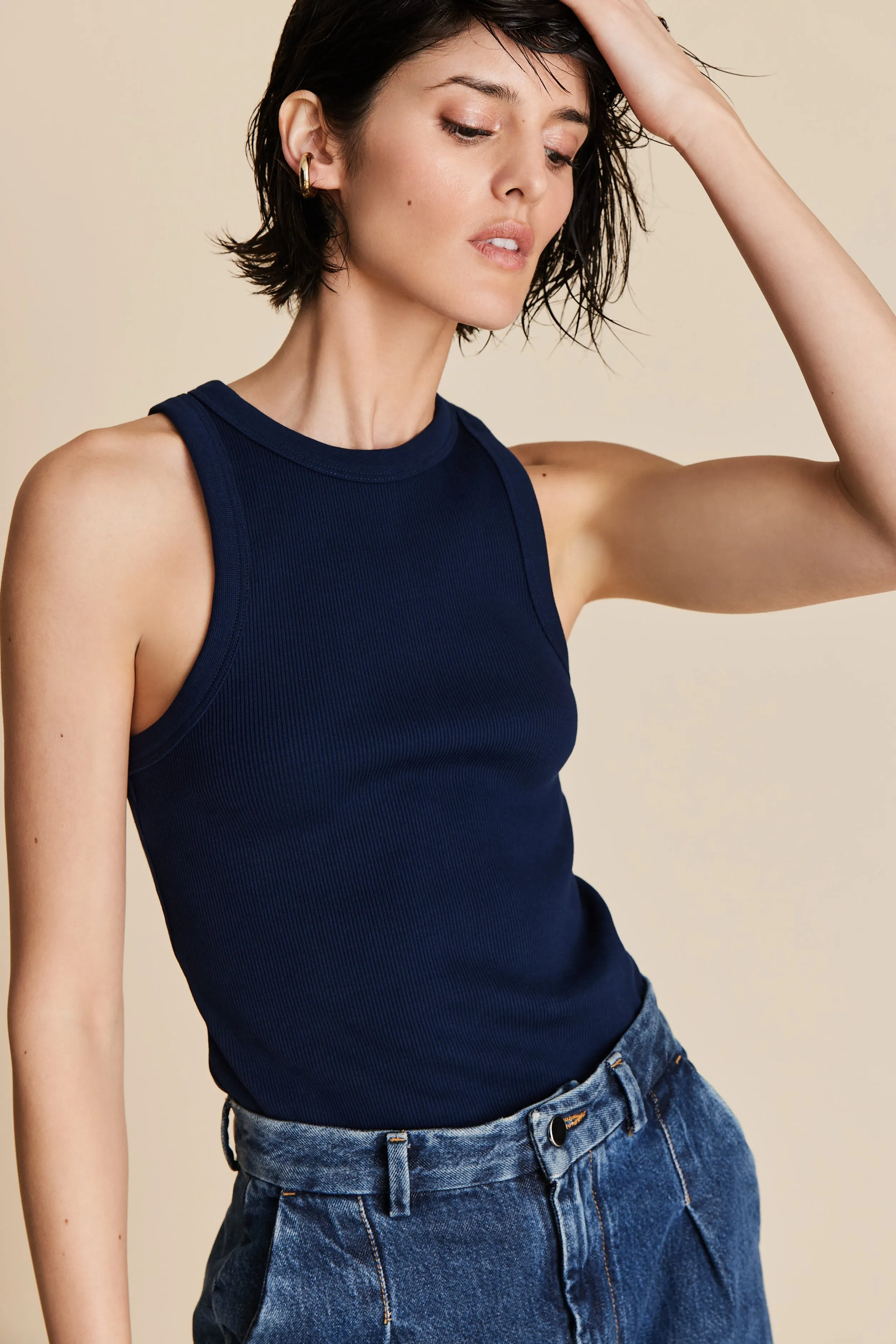 The Not So Basic Tank in Navy sold by Sold Out NYC product image thumbnail 3