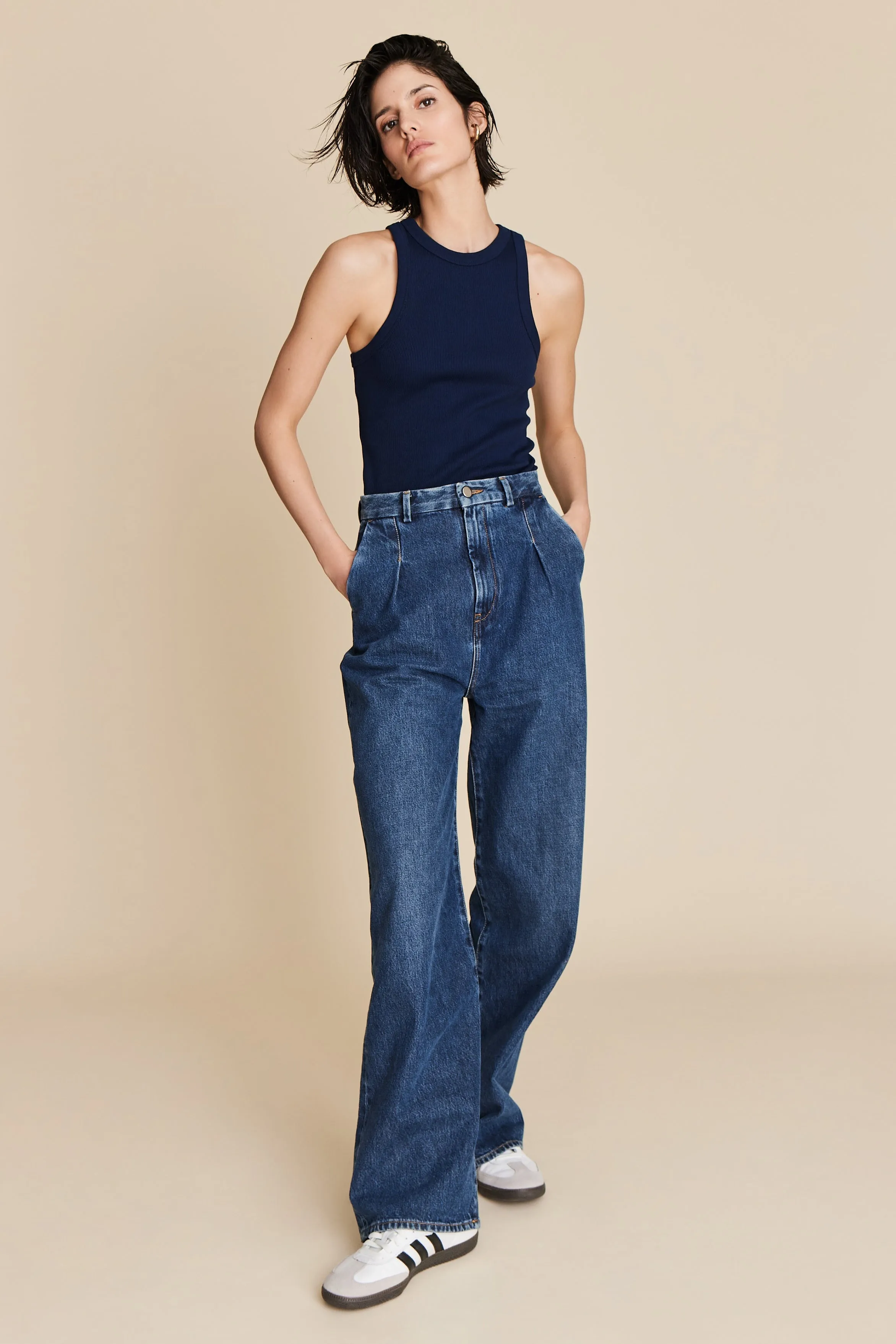 The Not So Basic Tank in Navy sold by Sold Out NYC