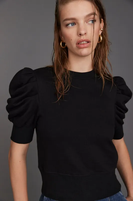 The Just Enough Puff Short Sleeve Sweatshirt in Black sold by Sold Out NYC