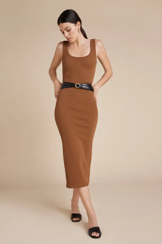 The Long Scoop It Up Dress in Toffee sold by Sold Out NYC