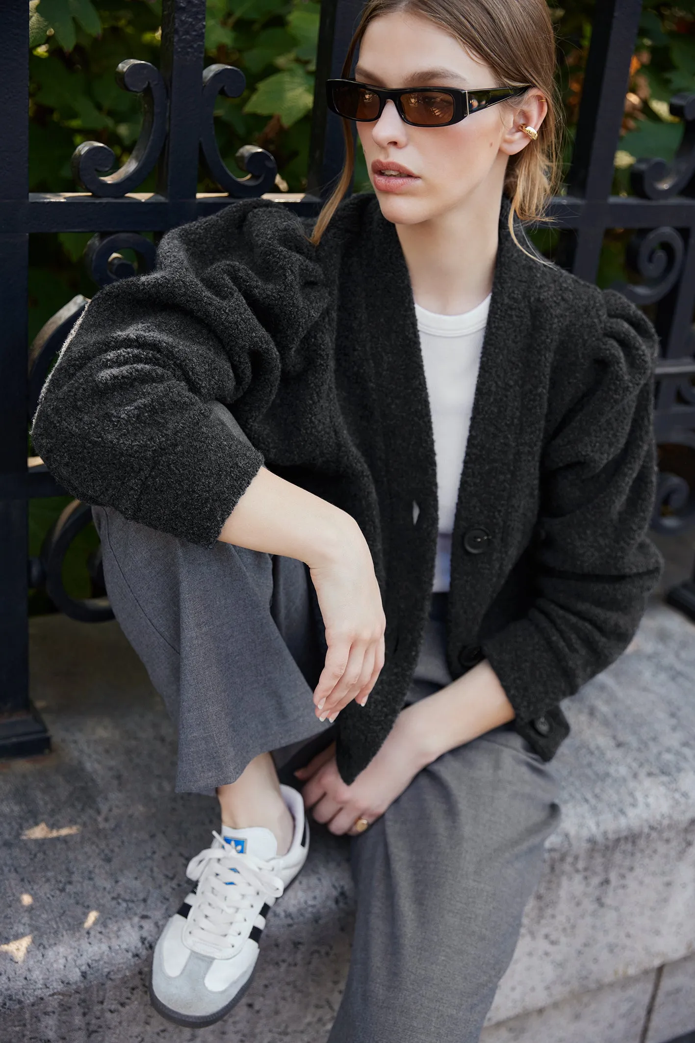 The Yay To Bouclé Jacket In Charcoal sold by Sold Out NYC product image thumbnail 5