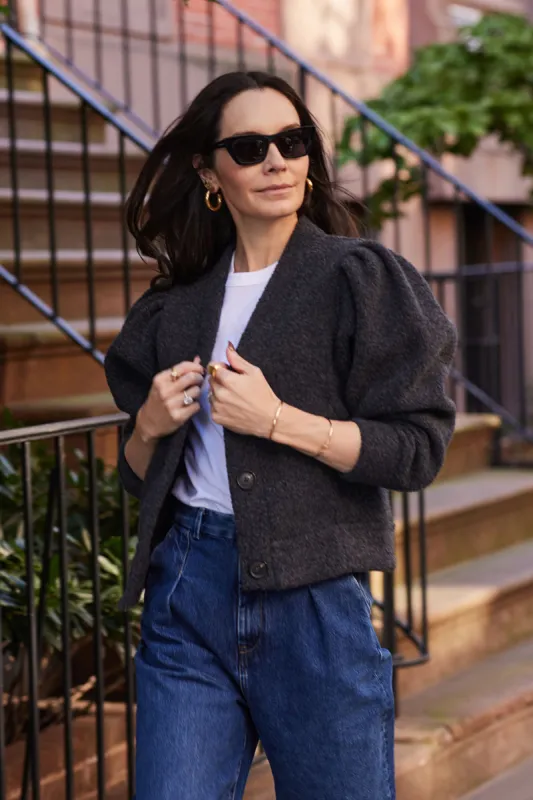 The Yay To Bouclé Jacket In Charcoal sold by Sold Out NYC