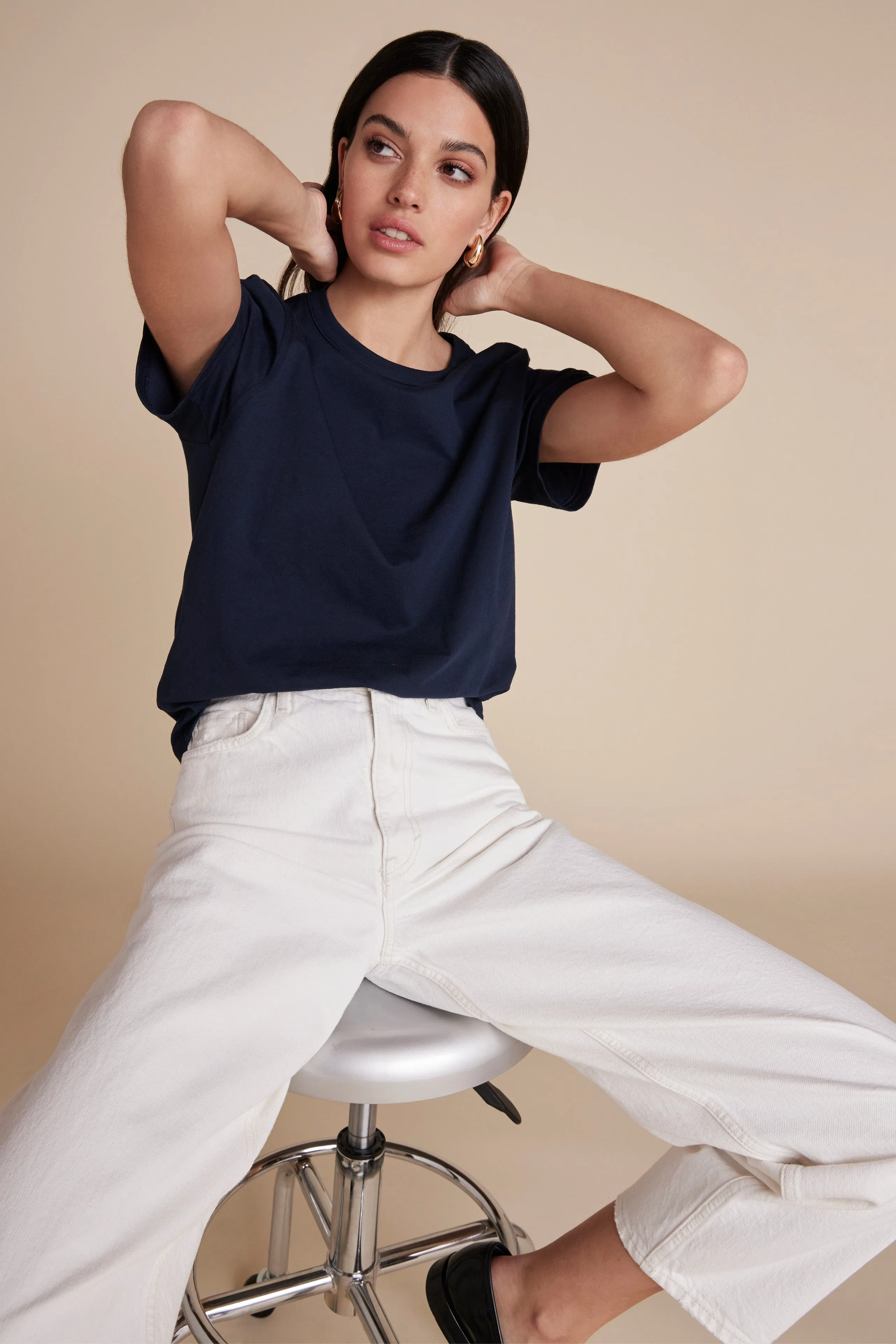 The Iconically Soft Perfect Tee In Navy sold by Sold Out NYC product image thumbnail 5