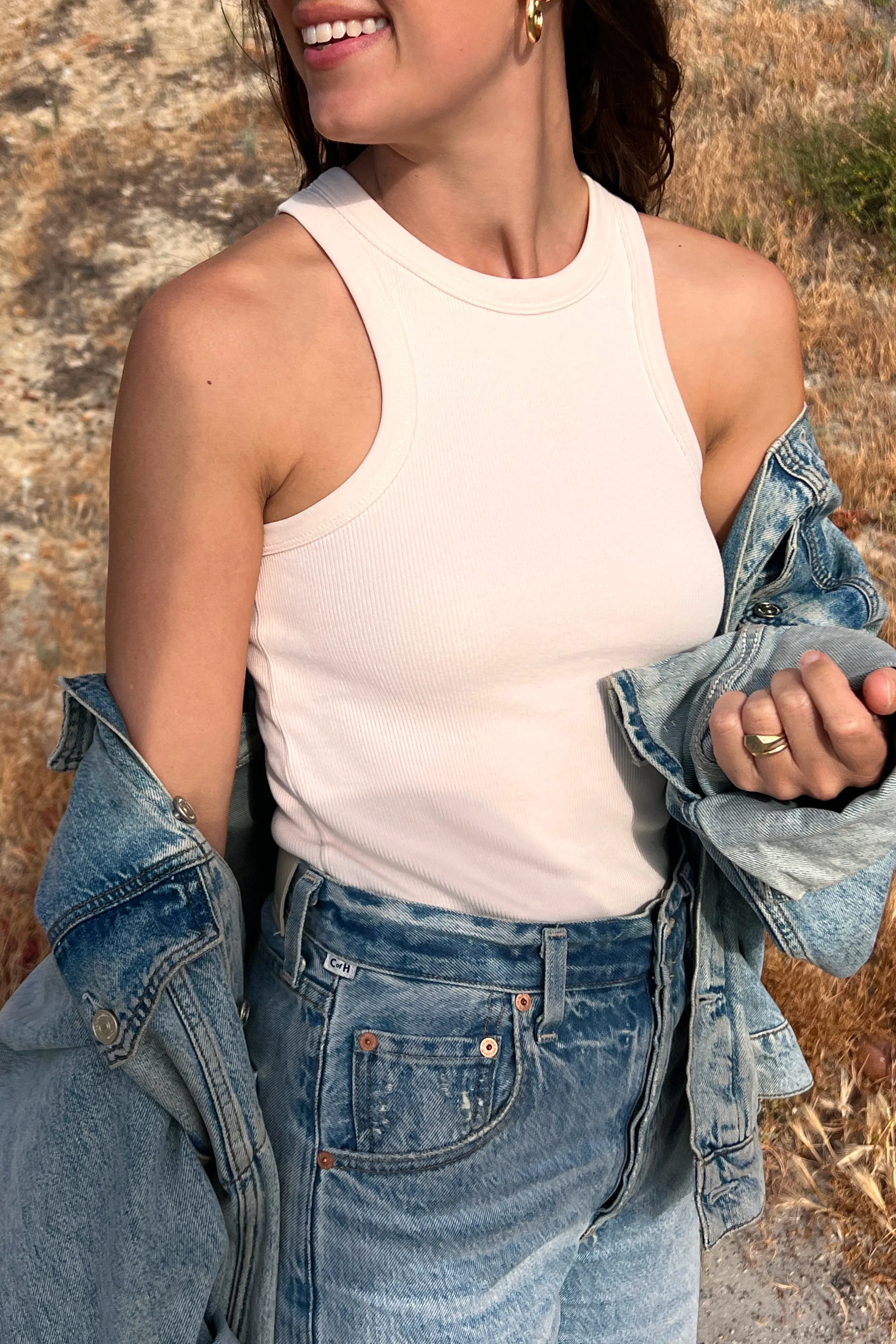 The Racerback Tank In Cream sold by Sold Out NYC product image thumbnail 2