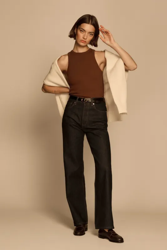 The Not So Basic Tank in Chocolate sold by Sold Out NYC