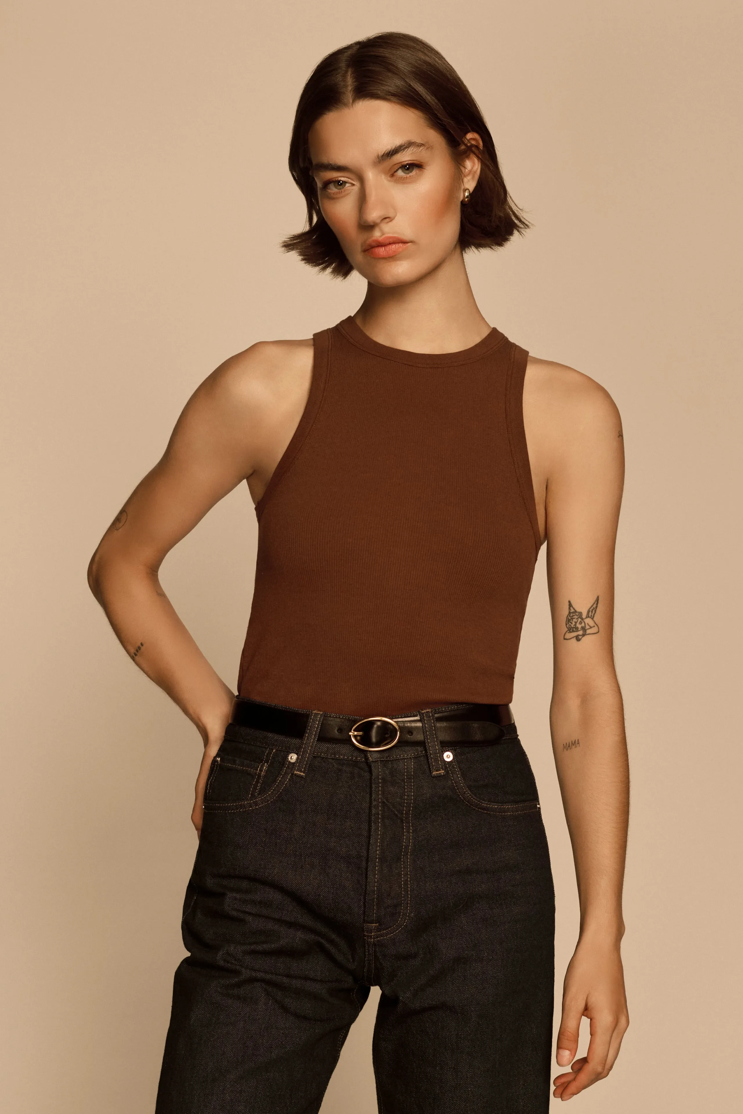 The Not So Basic Tank in Chocolate sold by Sold Out NYC product image thumbnail 5