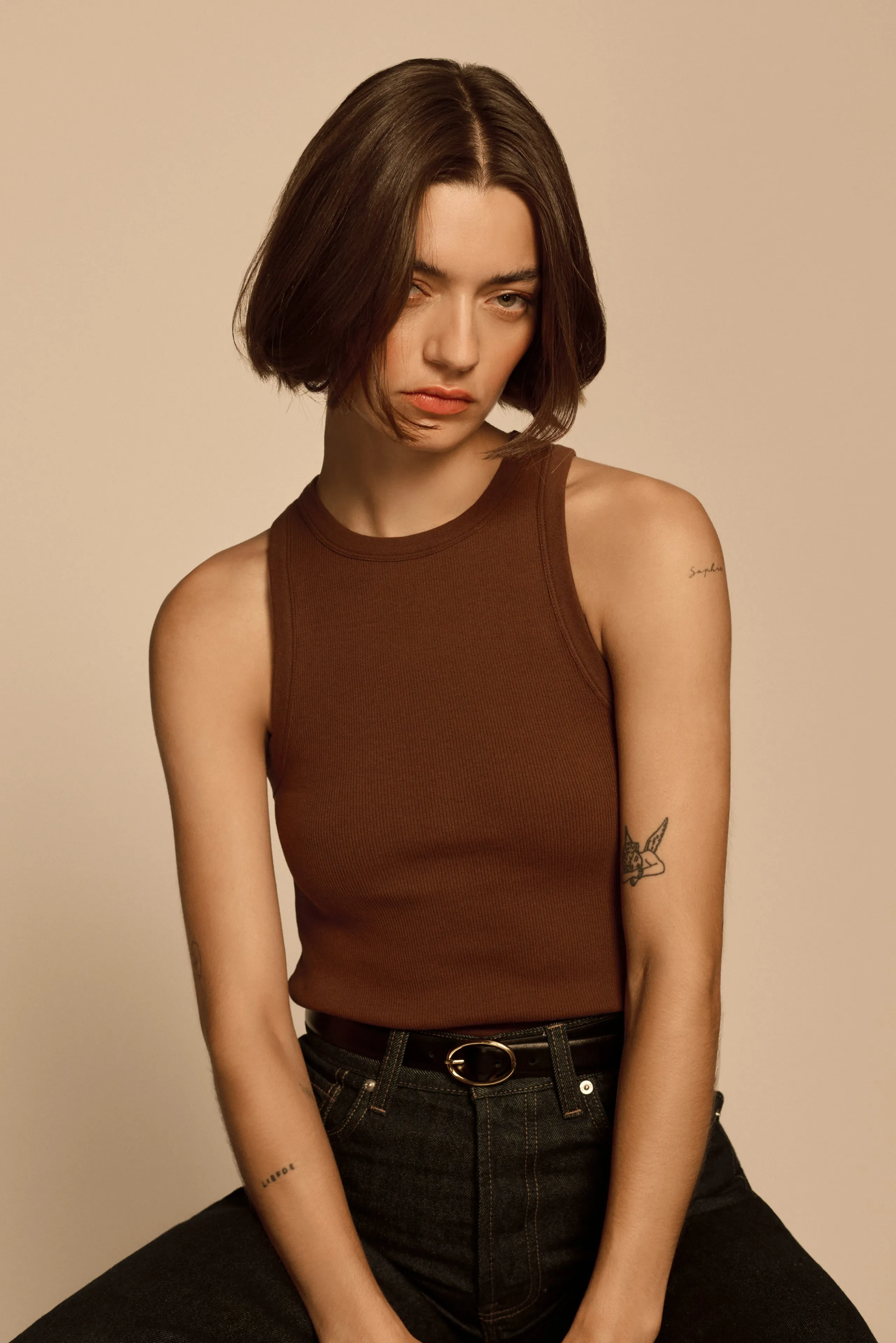 The Not So Basic Tank in Chocolate sold by Sold Out NYC product image thumbnail 3