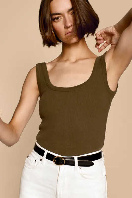 The Scoop It Up Tank in Olive made by Sold Out NYC