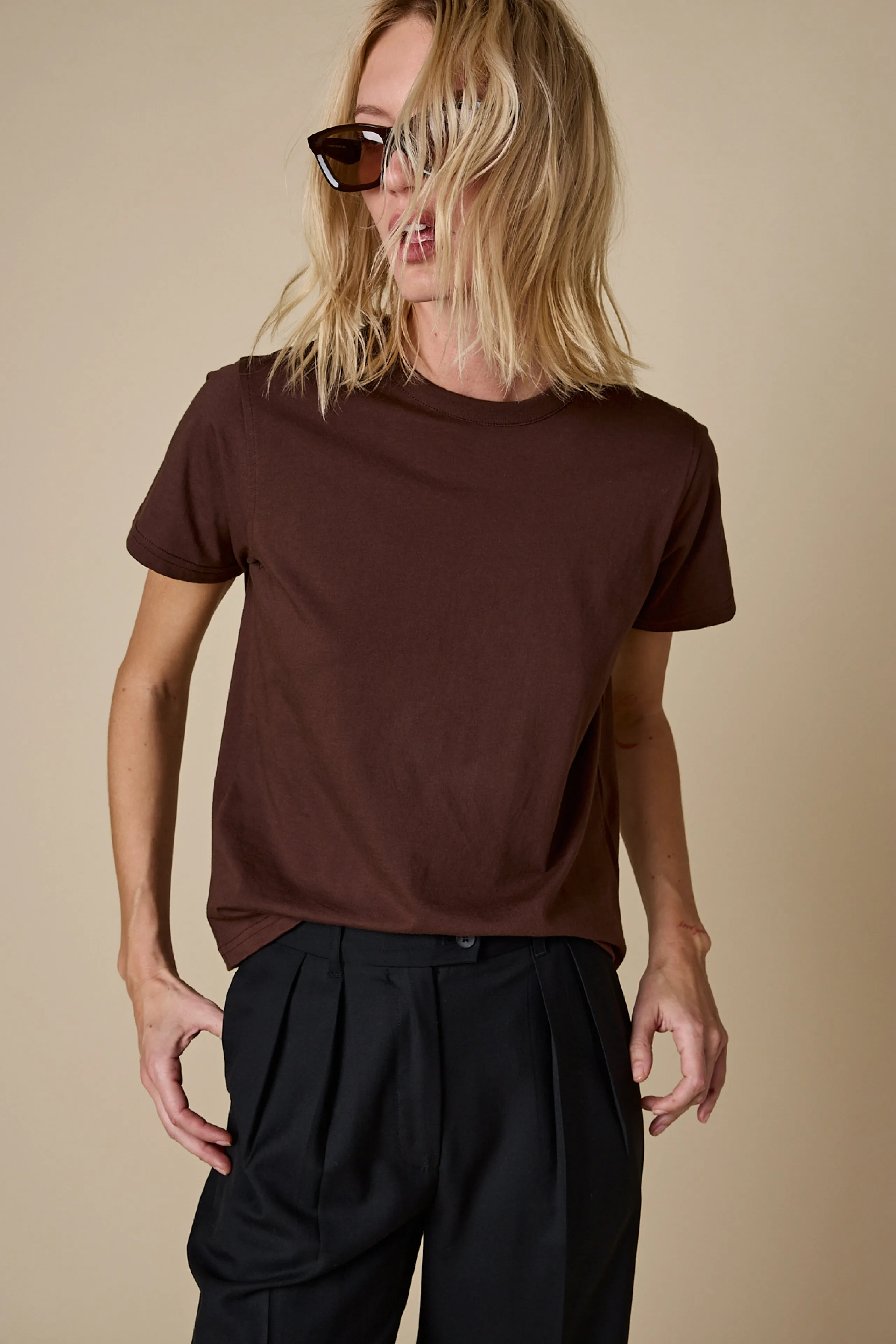 The Iconically Soft Perfect Tee in Chocolate sold by Sold Out NYC
