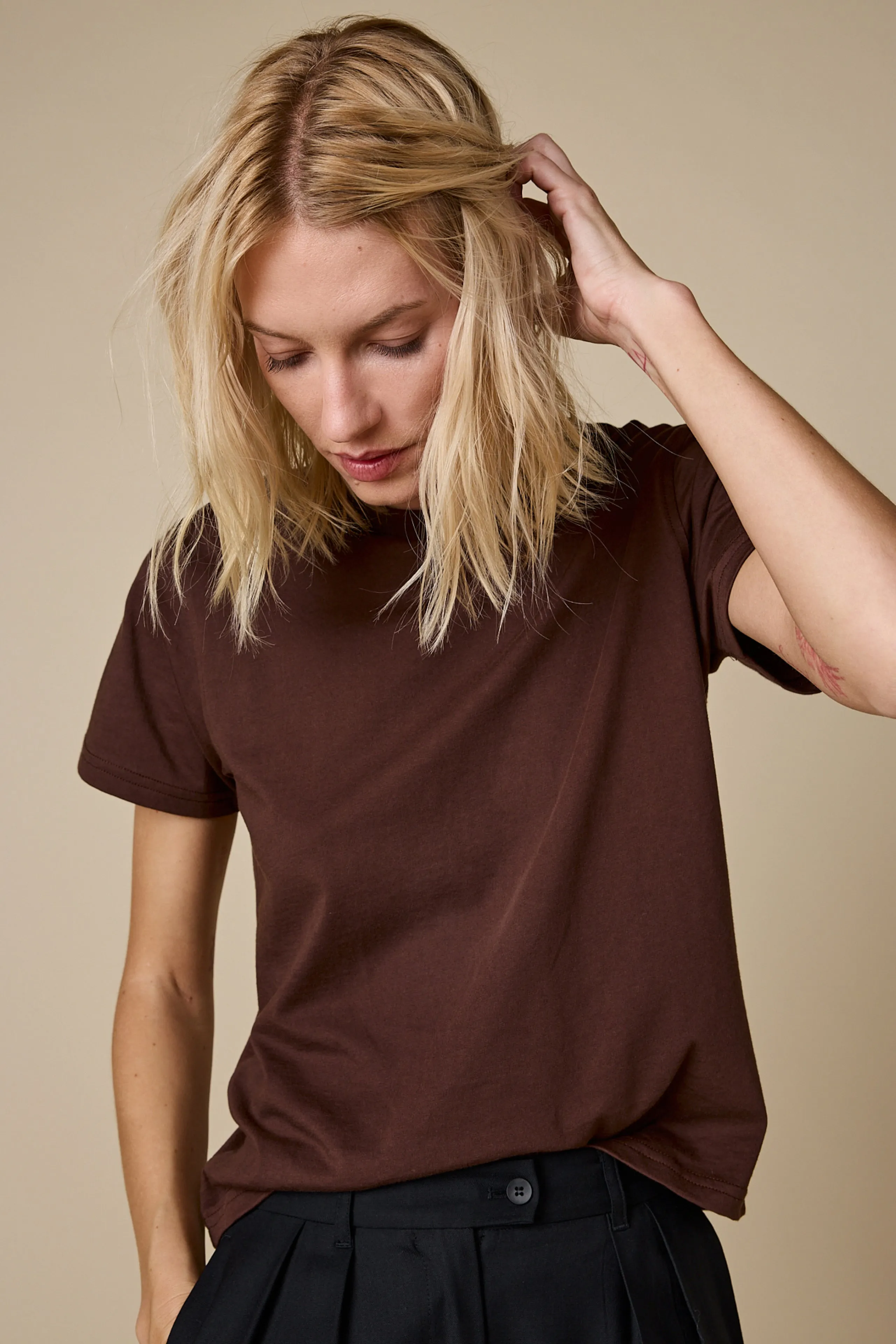 The Iconically Soft Perfect Tee in Chocolate sold by Sold Out NYC product image thumbnail 4