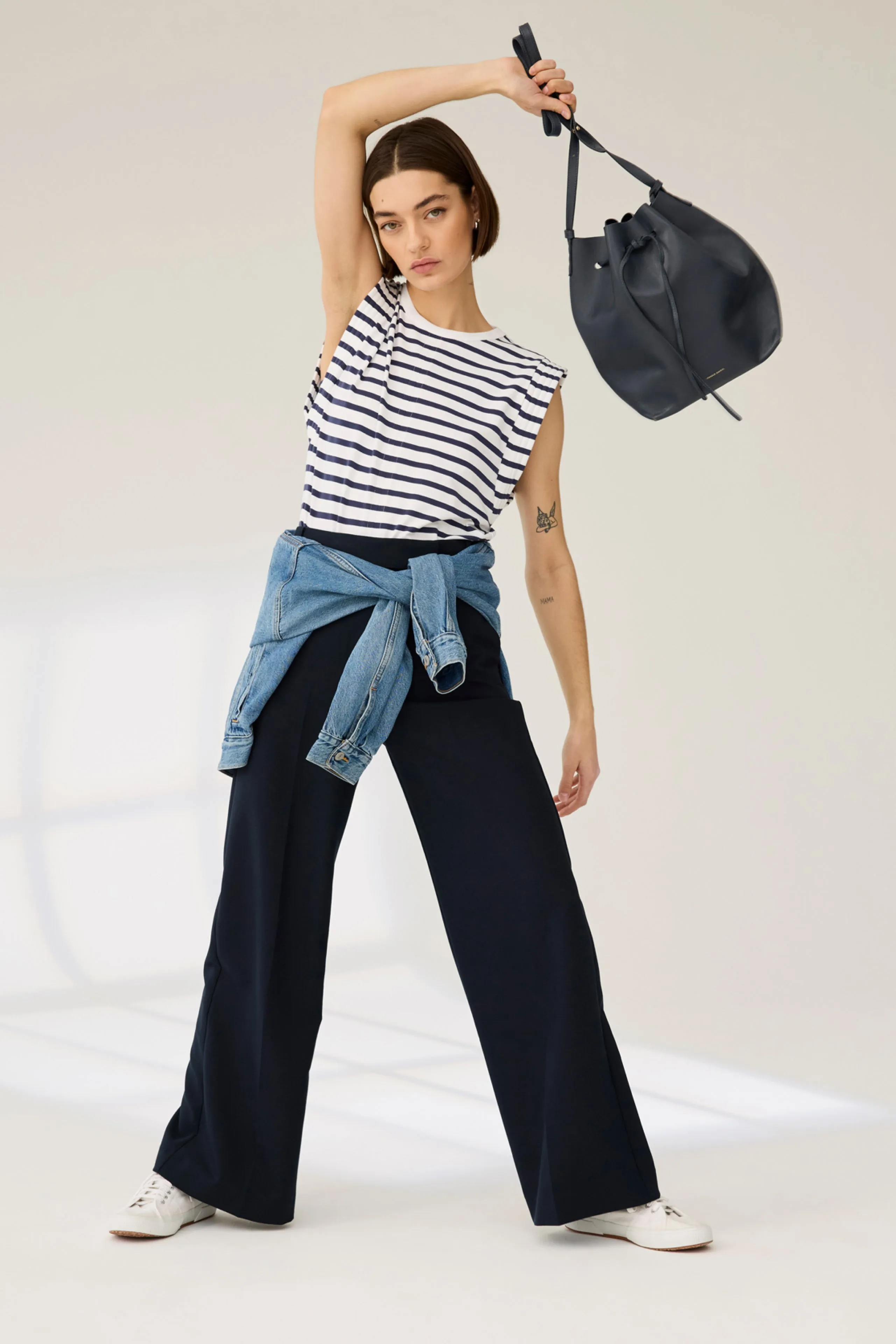 The Gimme That Shoulder Tee in Navy Stripe sold by Sold Out NYC product image thumbnail 3