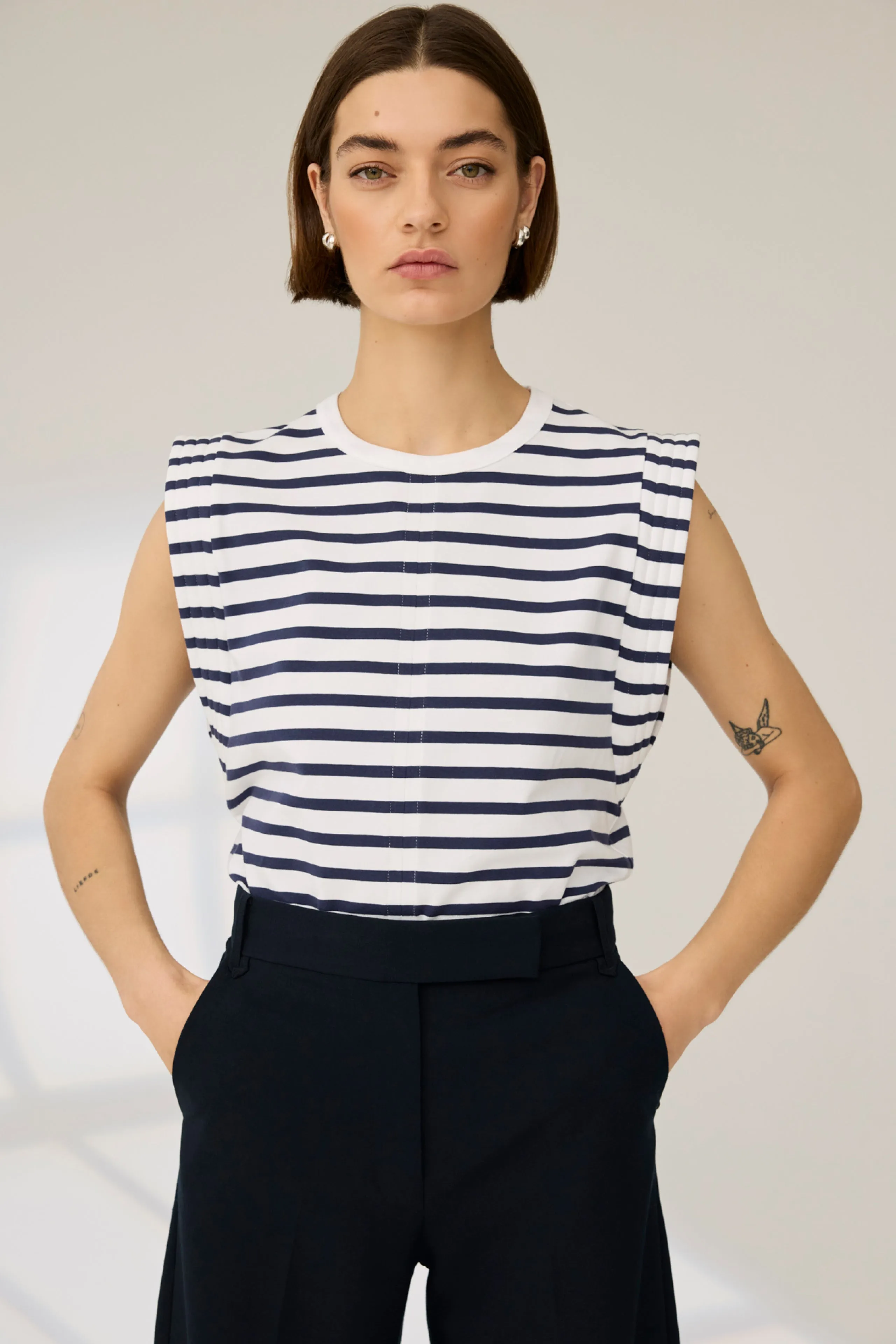 The Gimme That Shoulder Tee in Navy Stripe sold by Sold Out NYC product image thumbnail 4